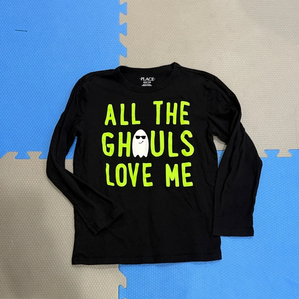 The Children's Place Black and Green halloween shirt boys 7/8